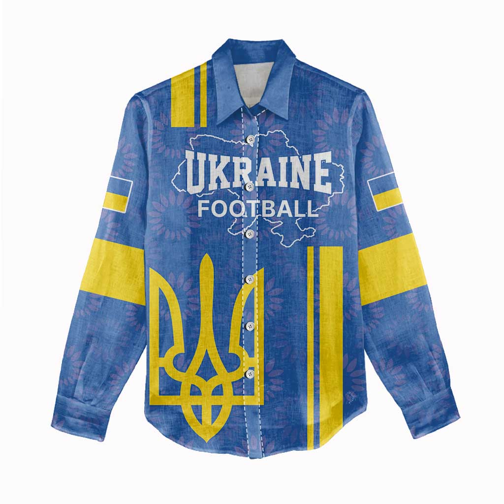 Custom Ukraine Football Women Casual Shirt Blue Style