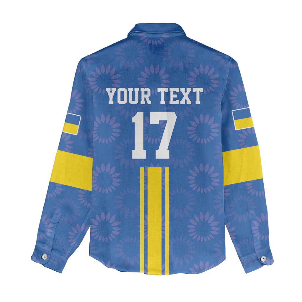 Custom Ukraine Football Women Casual Shirt Blue Style