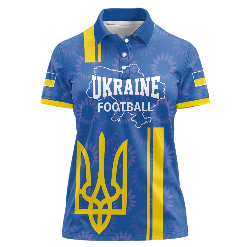 Custom Ukraine Football Women Polo Shirt Blue Style