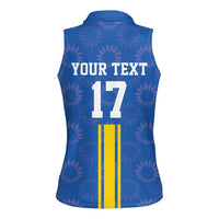 Custom Ukraine Football Women Sleeveless Polo Shirt Blue Style