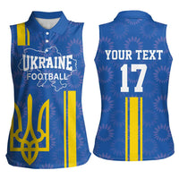 Custom Ukraine Football Women Sleeveless Polo Shirt Blue Style