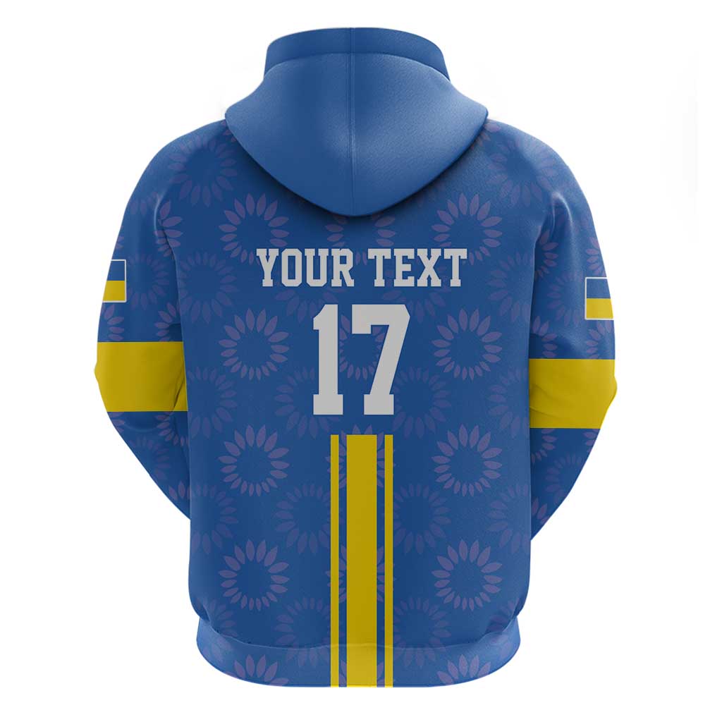 Custom Ukraine Football Zip Hoodie Blue Style