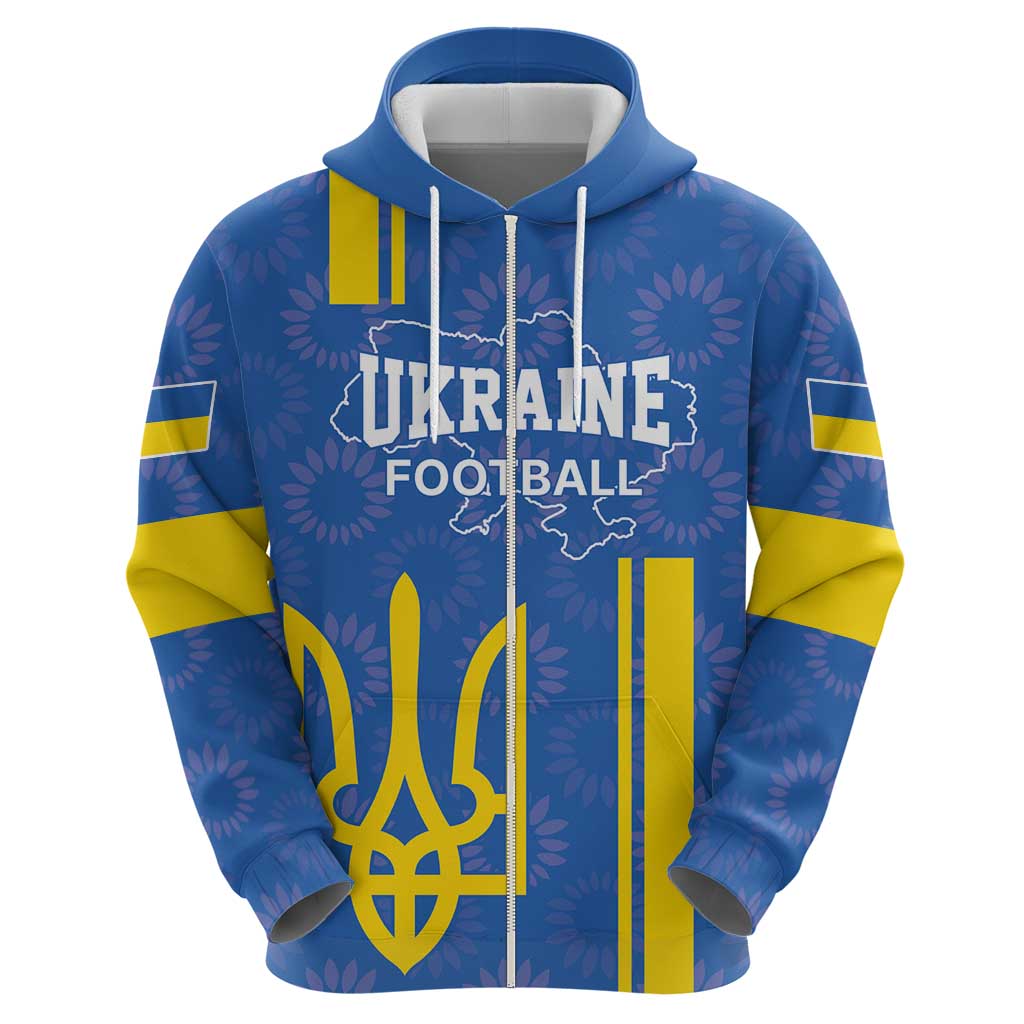 Custom Ukraine Football Zip Hoodie Blue Style