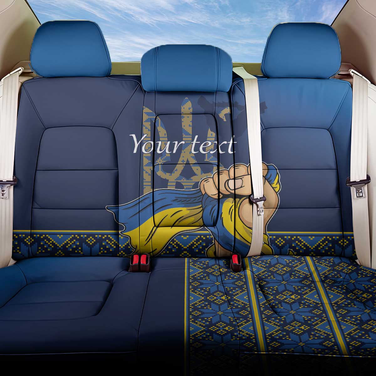 Personalized Ukraine Independence Day Back Car Seat Cover Monument Nezalezhnosti