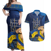 Personalized Ukraine Independence Day Couples Matching Off Shoulder Maxi Dress and Hawaiian Shirt Monument Nezalezhnosti