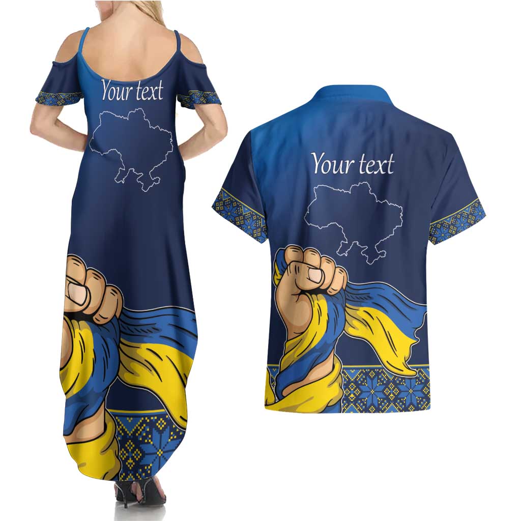 Personalized Ukraine Independence Day Couples Matching Summer Maxi Dress and Hawaiian Shirt Monument Nezalezhnosti
