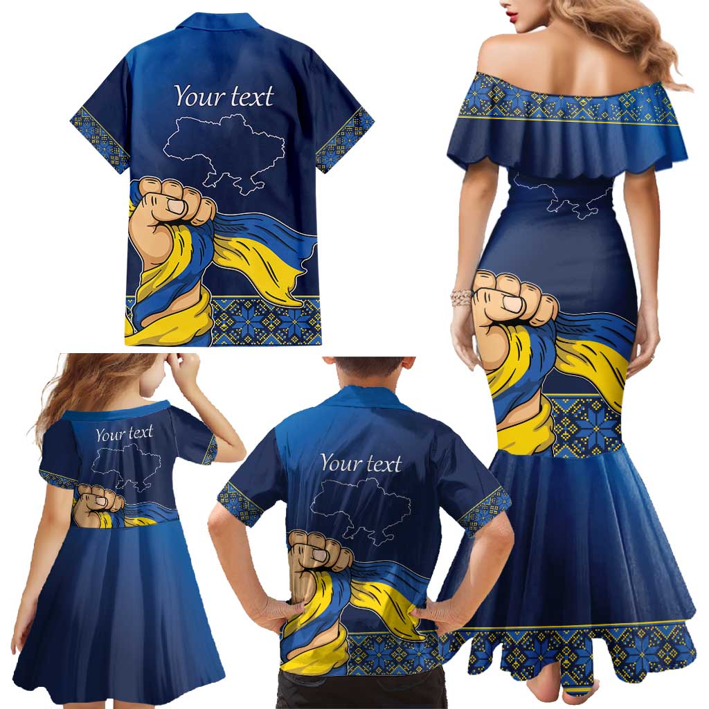 Personalized Ukraine Independence Day Family Matching Mermaid Dress and Hawaiian Shirt Monument Nezalezhnosti