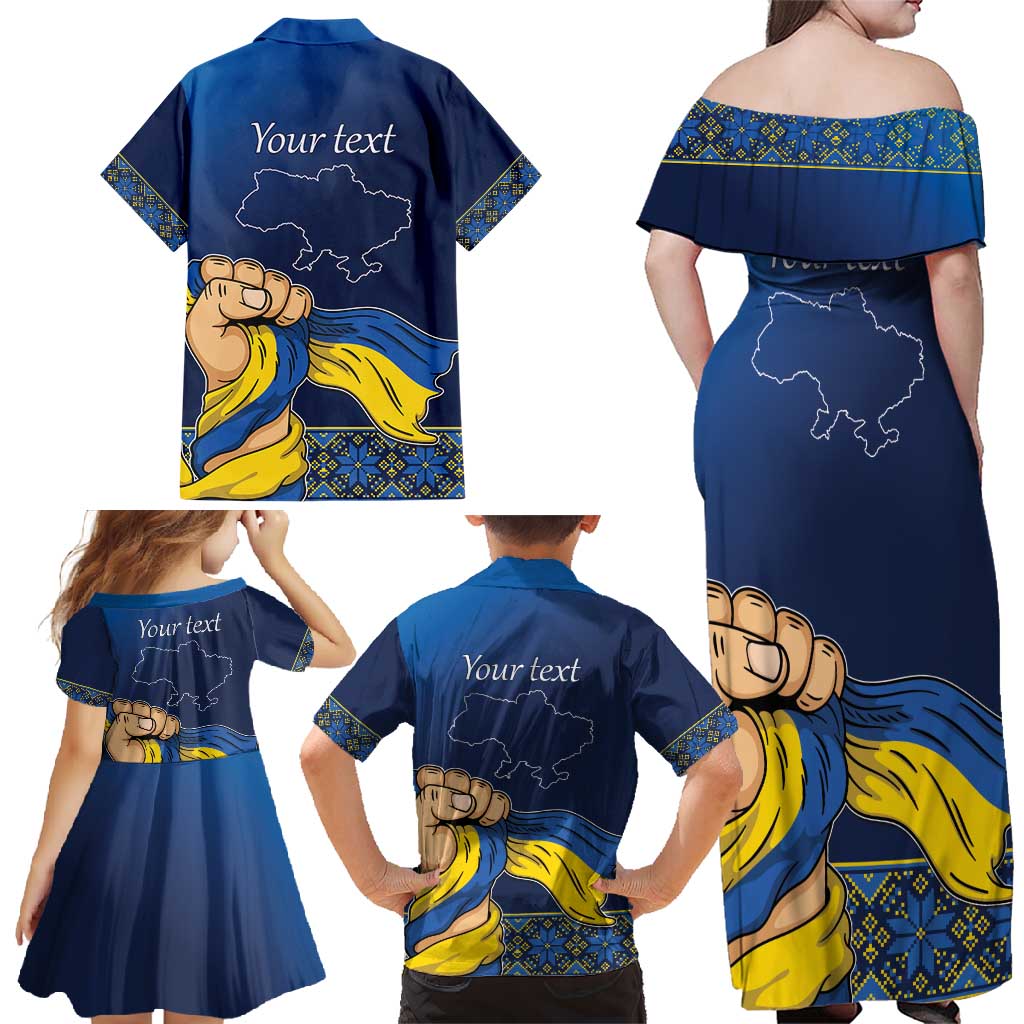Personalized Ukraine Independence Day Family Matching Off Shoulder Maxi Dress and Hawaiian Shirt Monument Nezalezhnosti