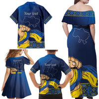 Personalized Ukraine Independence Day Family Matching Off Shoulder Maxi Dress and Hawaiian Shirt Monument Nezalezhnosti
