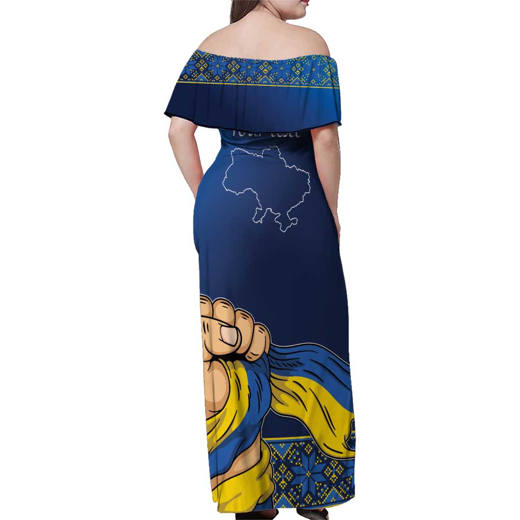 Personalized Ukraine Independence Day Family Matching Off Shoulder Maxi Dress and Hawaiian Shirt Monument Nezalezhnosti