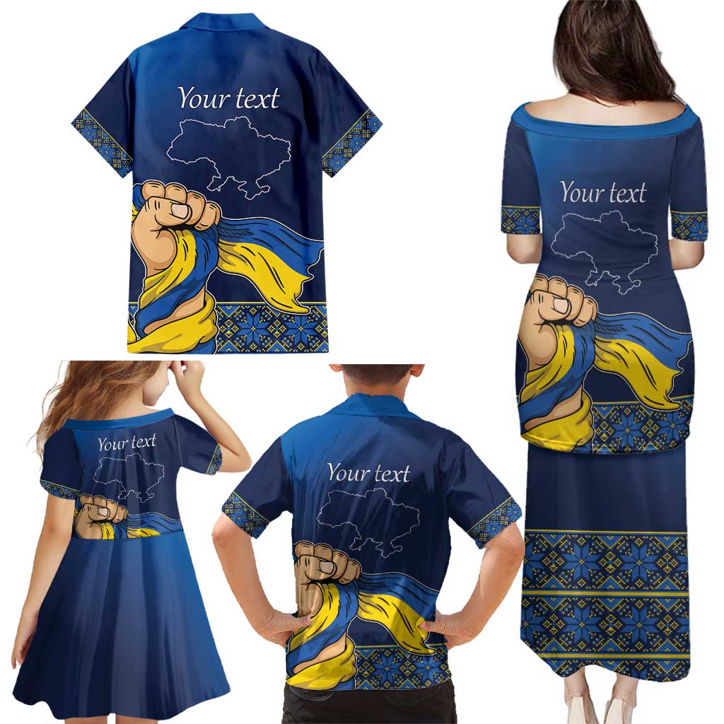 Personalized Ukraine Independence Day Family Matching Puletasi and Hawaiian Shirt Monument Nezalezhnosti