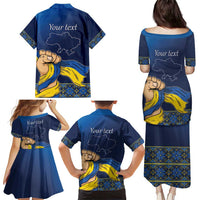 Personalized Ukraine Independence Day Family Matching Puletasi and Hawaiian Shirt Monument Nezalezhnosti