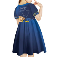 Personalized Ukraine Independence Day Kid Short Sleeve Dress Monument Nezalezhnosti