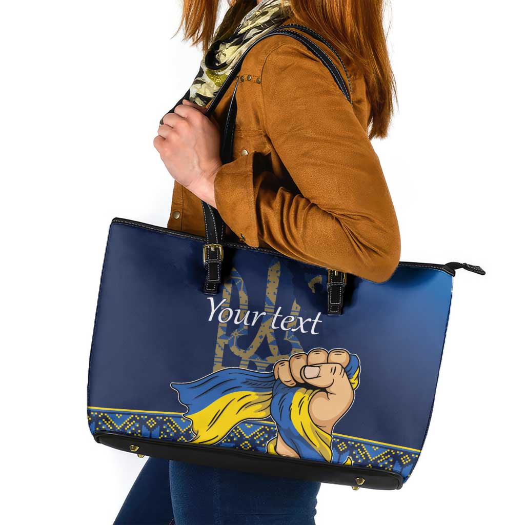 Personalized Ukraine Independence Day Leather Tote Bag Monument Nezalezhnosti