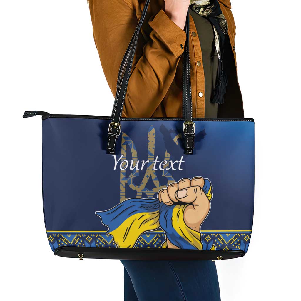 Personalized Ukraine Independence Day Leather Tote Bag Monument Nezalezhnosti