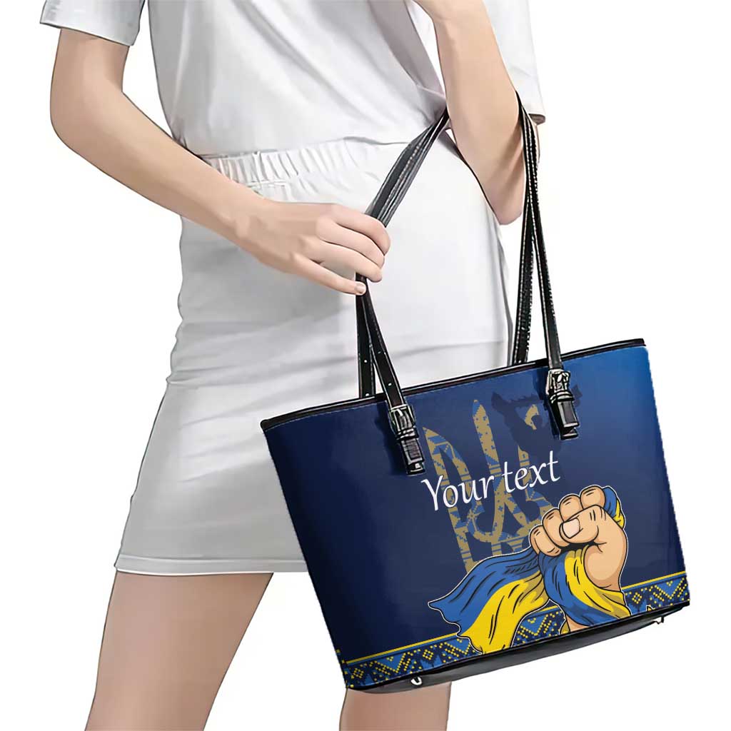 Personalized Ukraine Independence Day Leather Tote Bag Monument Nezalezhnosti