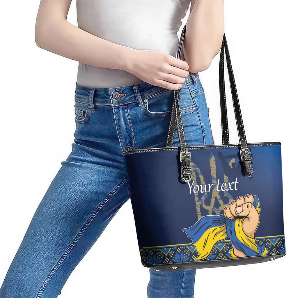 Personalized Ukraine Independence Day Leather Tote Bag Monument Nezalezhnosti