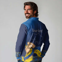 Personalized Ukraine Independence Day Long Sleeve Polo Shirt Monument Nezalezhnosti