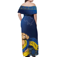 Personalized Ukraine Independence Day Off Shoulder Maxi Dress Monument Nezalezhnosti