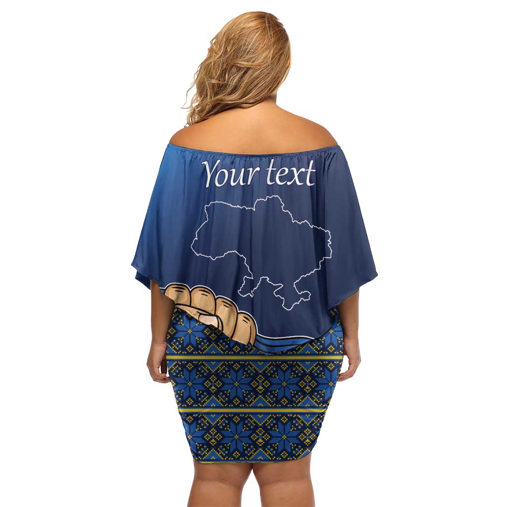 Personalized Ukraine Independence Day Off Shoulder Short Dress Monument Nezalezhnosti