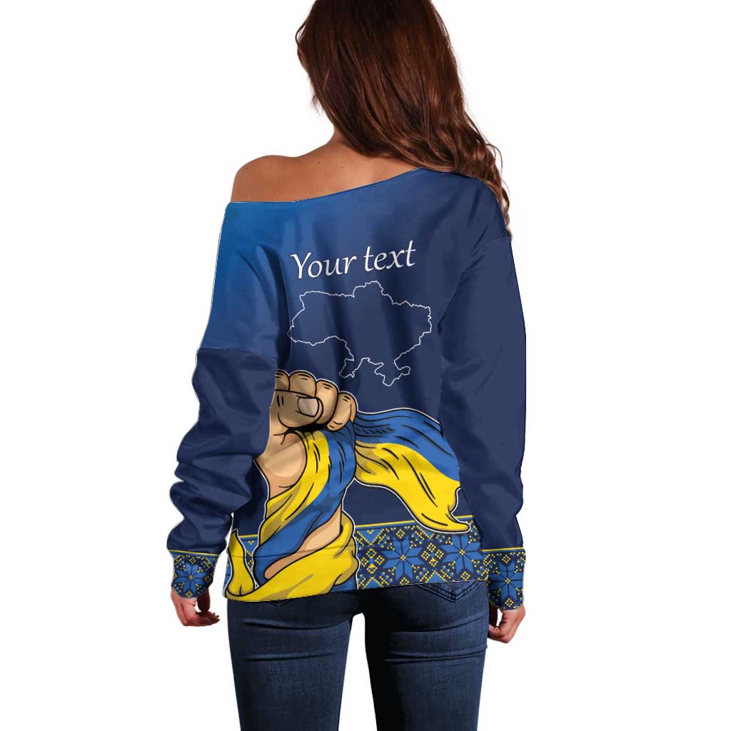 Personalized Ukraine Independence Day Off Shoulder Sweater Monument Nezalezhnosti