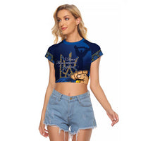 Personalized Ukraine Independence Day Raglan Cropped T Shirt Monument Nezalezhnosti