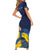 Personalized Ukraine Independence Day Short Sleeve Bodycon Dress Monument Nezalezhnosti