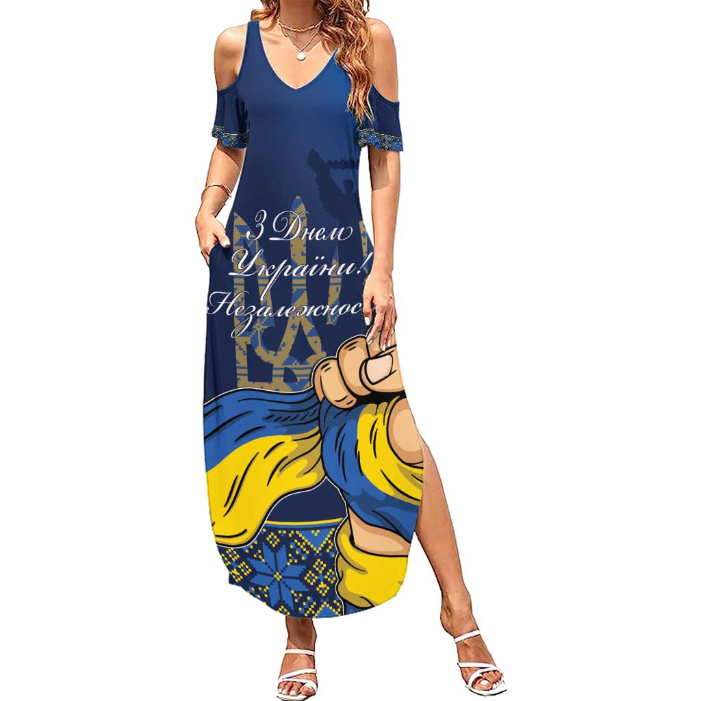 Personalized Ukraine Independence Day Summer Maxi Dress Monument Nezalezhnosti