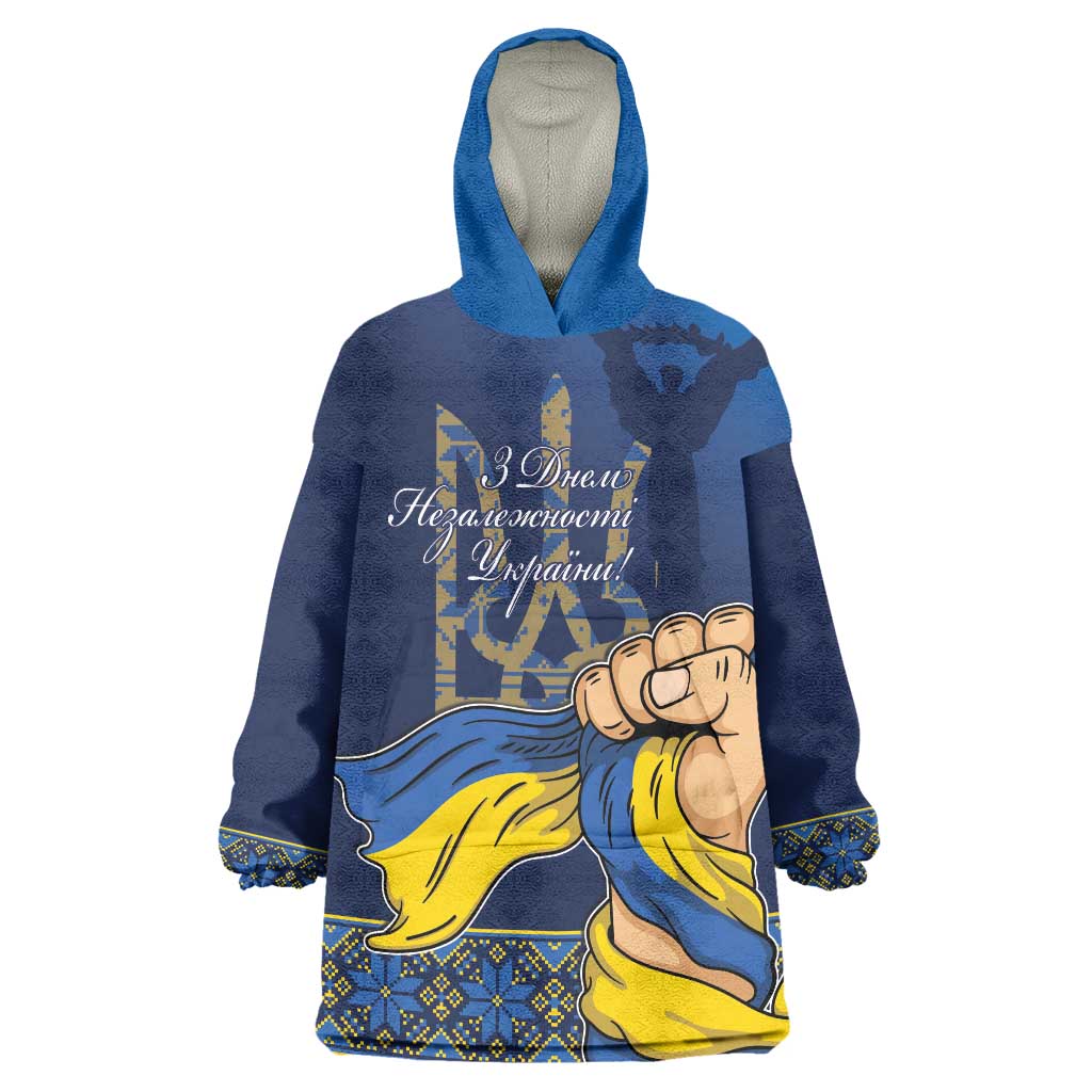 Personalized Ukraine Independence Day Wearable Blanket Hoodie Monument Nezalezhnosti