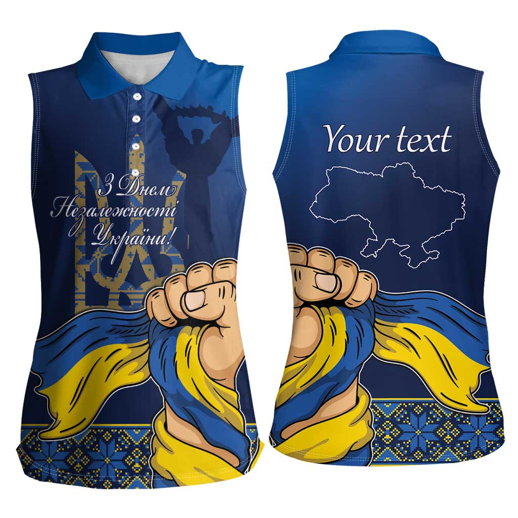 Personalized Ukraine Independence Day Women Sleeveless Polo Shirt Monument Nezalezhnosti