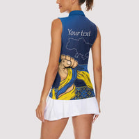Personalized Ukraine Independence Day Women Sleeveless Polo Shirt Monument Nezalezhnosti