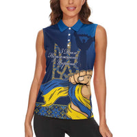 Personalized Ukraine Independence Day Women Sleeveless Polo Shirt Monument Nezalezhnosti