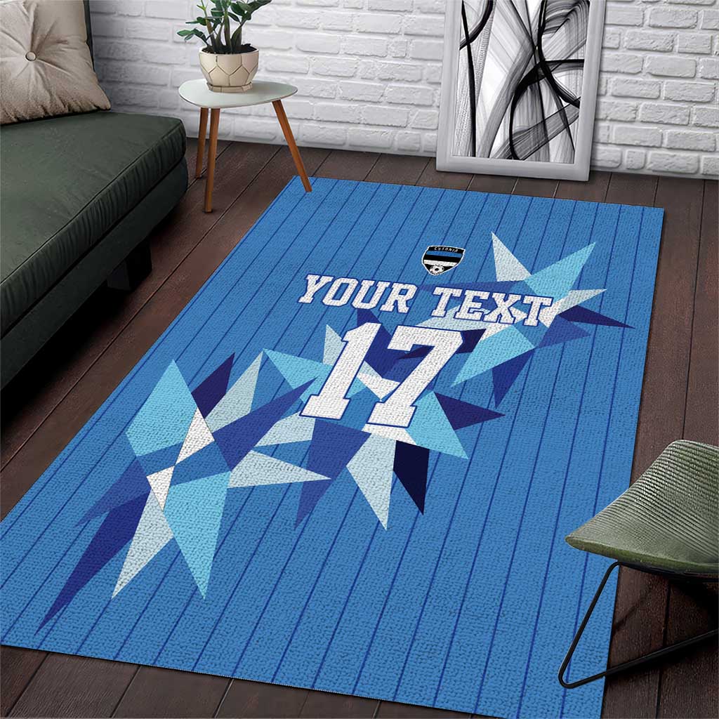 Custom Estonia Football Area Rug Retro Jersey Blue Version