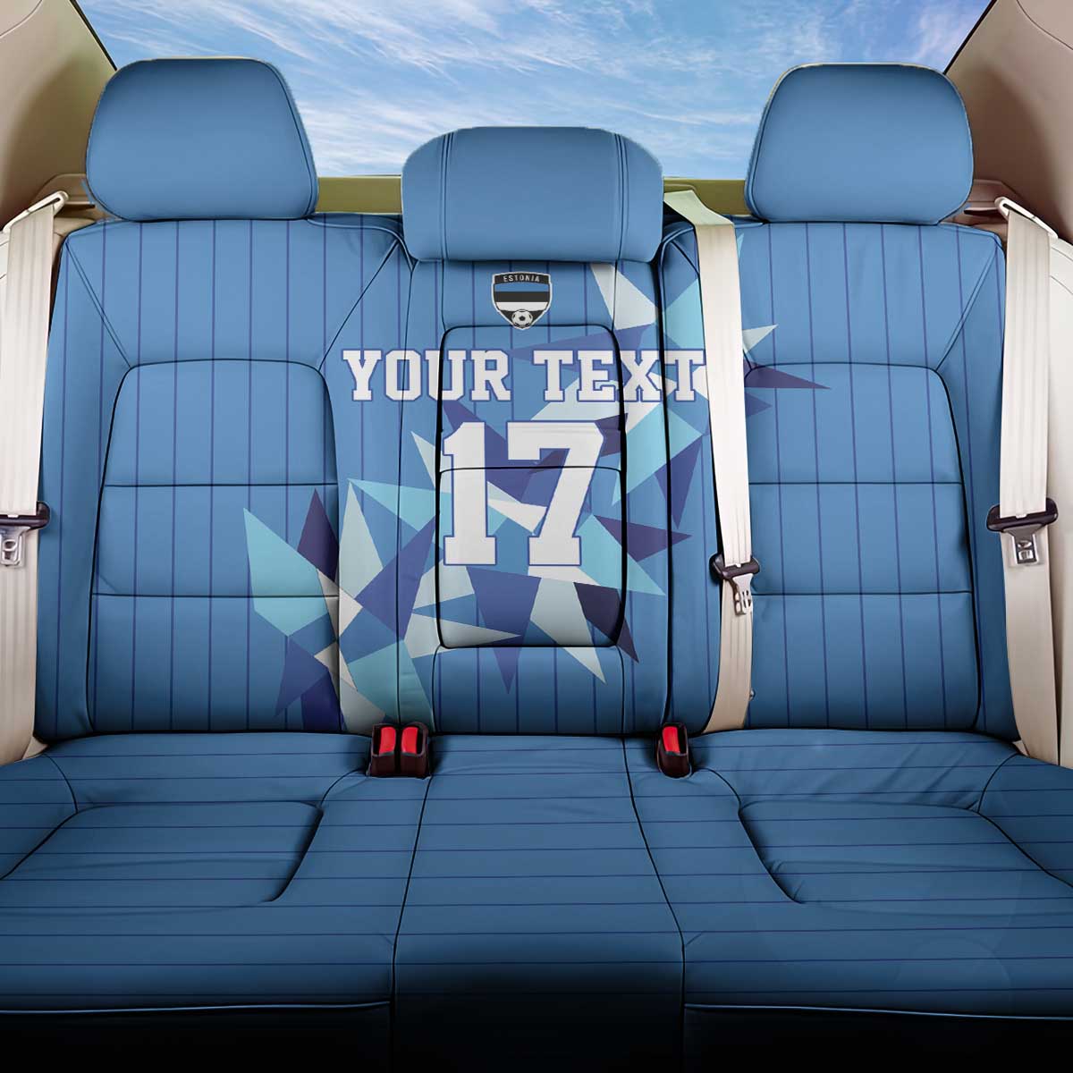 Custom Estonia Football Back Car Seat Cover Retro Jersey Blue Version