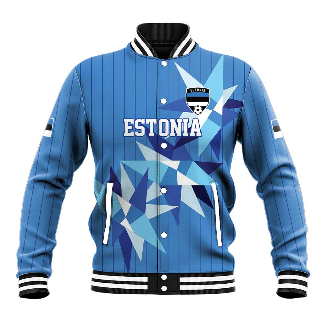 Custom Estonia Football Baseball Jacket Retro Jersey Blue Version