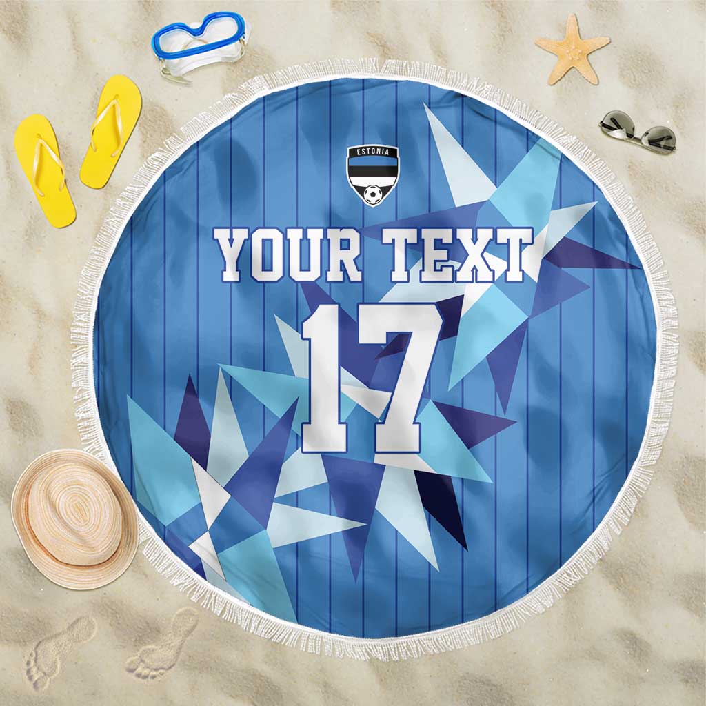 Custom Estonia Football Beach Blanket Retro Jersey Blue Version