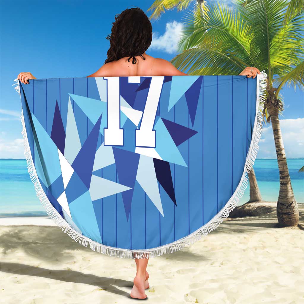 Custom Estonia Football Beach Blanket Retro Jersey Blue Version