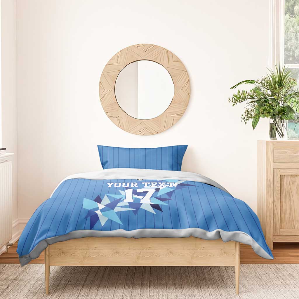 Custom Estonia Football Bedding Set Retro Jersey Blue Version