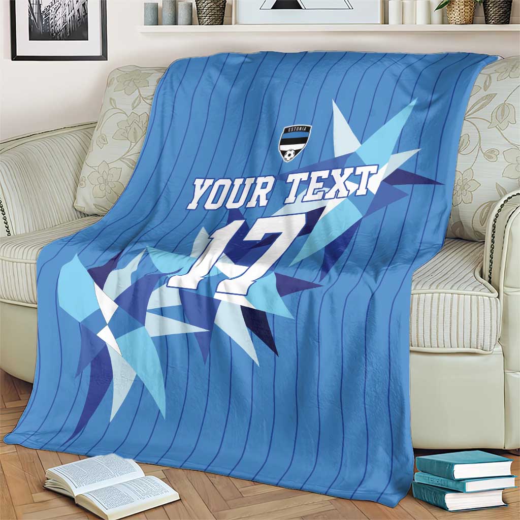 Custom Estonia Football Blanket Retro Jersey Blue Version