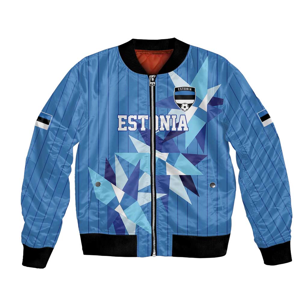 Custom Estonia Football Bomber Jacket Retro Jersey Blue Version