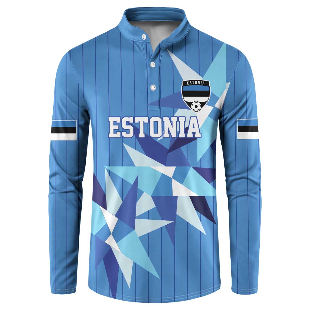Custom Estonia Football Button Sweatshirt Retro Jersey Blue Version