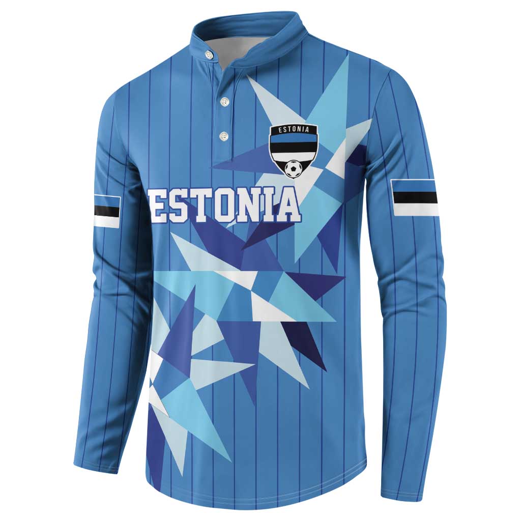 Custom Estonia Football Button Sweatshirt Retro Jersey Blue Version