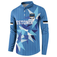 Custom Estonia Football Button Sweatshirt Retro Jersey Blue Version