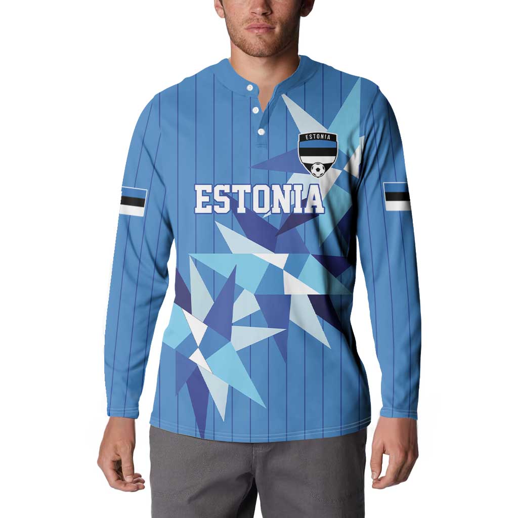 Custom Estonia Football Button Sweatshirt Retro Jersey Blue Version