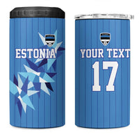 Custom Estonia Football 4 in 1 Can Cooler Tumbler Retro Jersey Blue Version