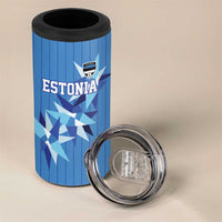 Custom Estonia Football 4 in 1 Can Cooler Tumbler Retro Jersey Blue Version