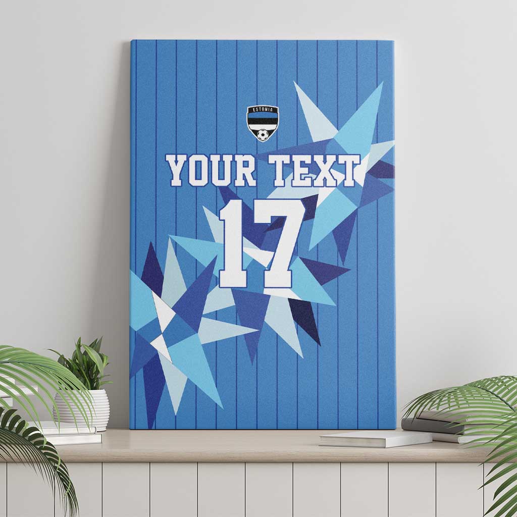 Custom Estonia Football Canvas Wall Art Retro Jersey Blue Version