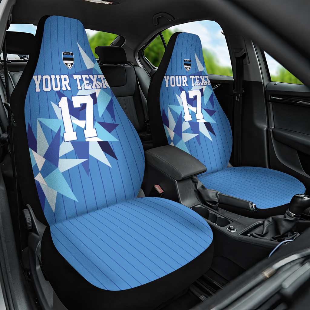 Custom Estonia Football Car Seat Cover Retro Jersey Blue Version