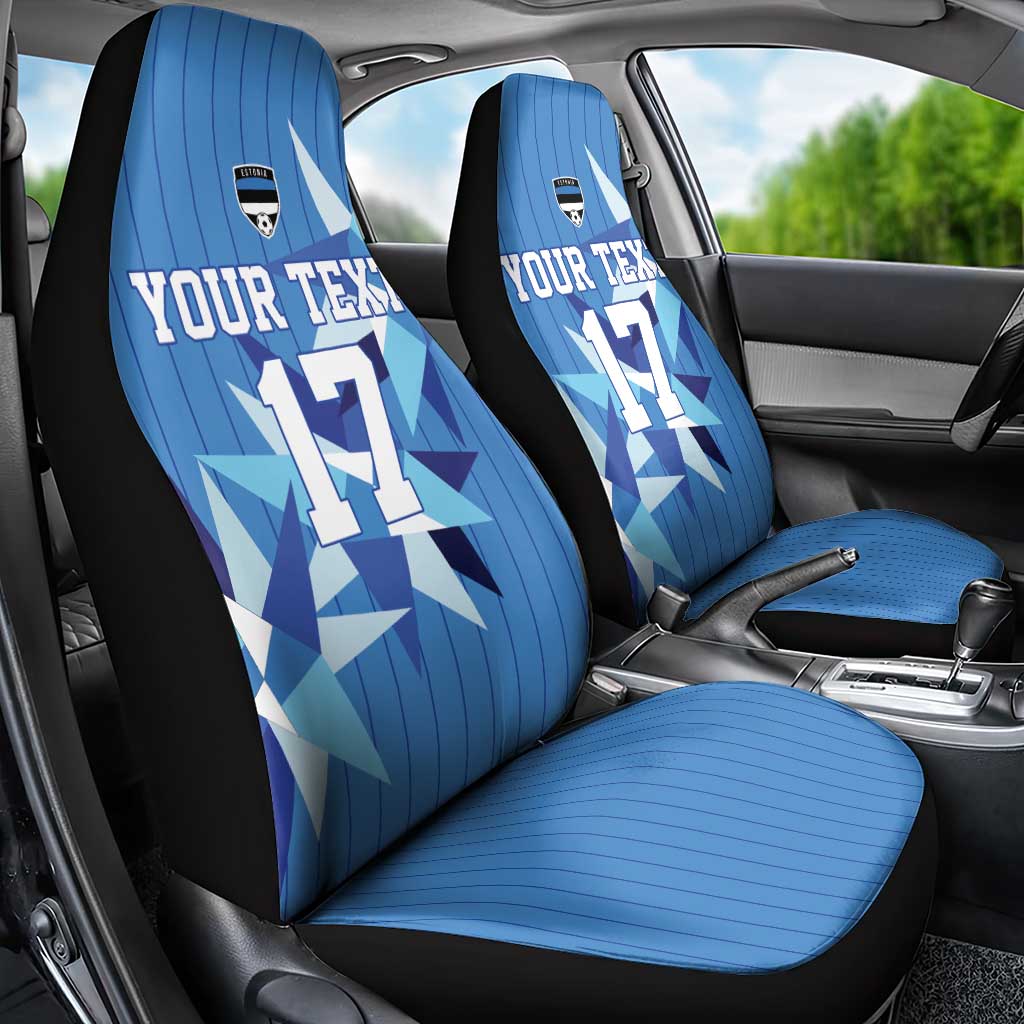 Custom Estonia Football Car Seat Cover Retro Jersey Blue Version