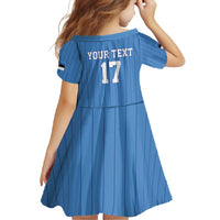 Custom Estonia Football Family Matching Long Sleeve Bodycon Dress and Hawaiian Shirt Retro Jersey Blue Version